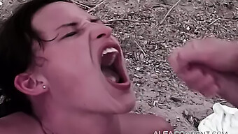 Outdoor Encounter With A Sexy Young Brunette'S Anal And Facial Finale